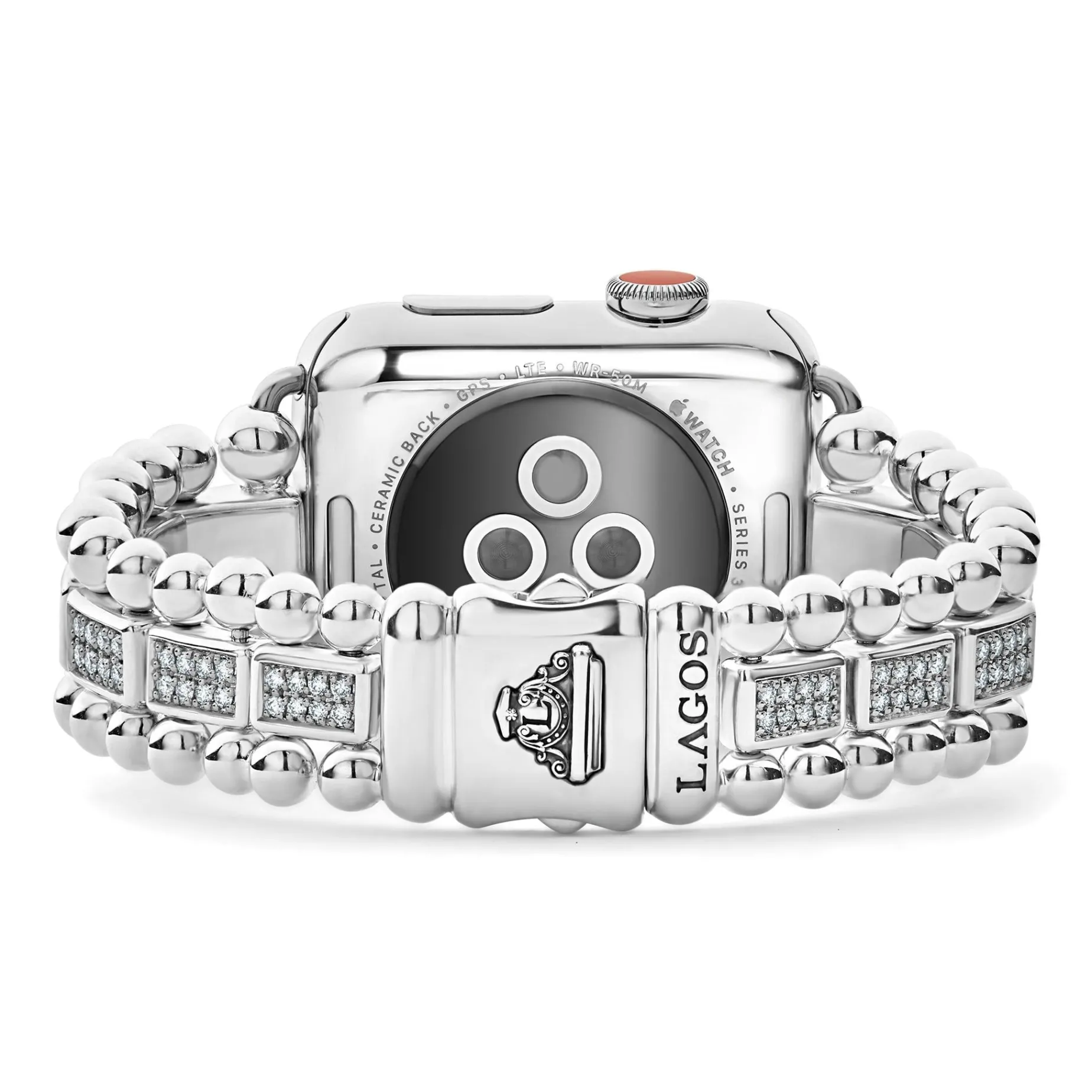 Silver<LAGOS Sterling Silver Full Diamond Watch Bracelet-38-45Mm