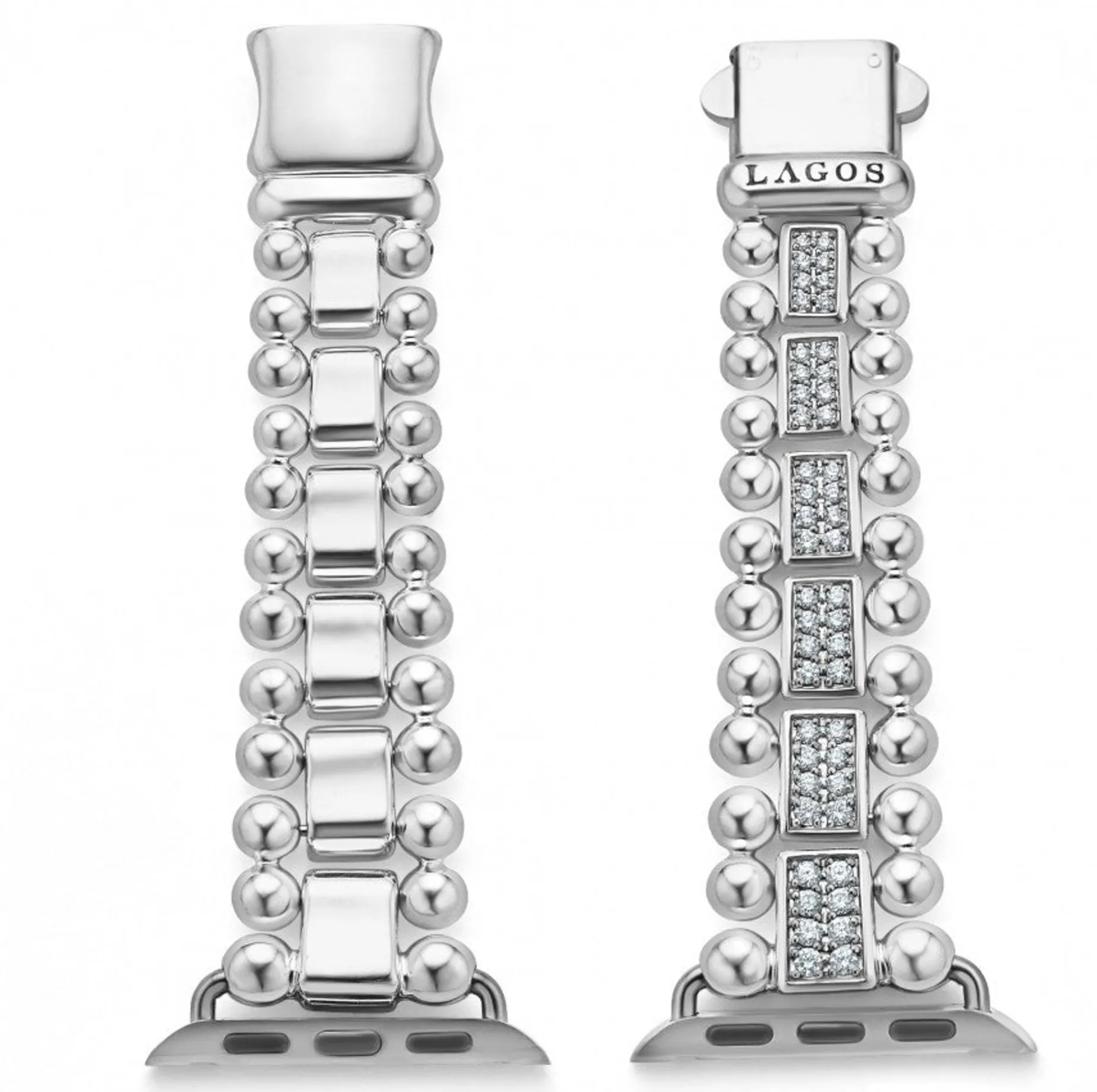 Silver<LAGOS Sterling Silver Full Diamond Watch Bracelet-38-45Mm