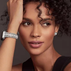 Silver<LAGOS Sterling Silver Full Diamond Watch Bracelet-38-45Mm