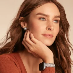 Silver<LAGOS Sterling Silver Full Diamond Watch Bracelet-38-45Mm