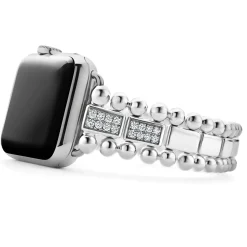Silver<LAGOS Sterling Silver Half Diamond Watch Bracelet-38-45Mm