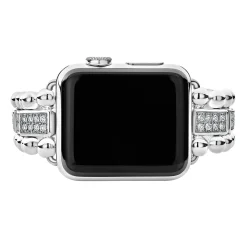 Silver<LAGOS Sterling Silver Half Diamond Watch Bracelet-38-45Mm