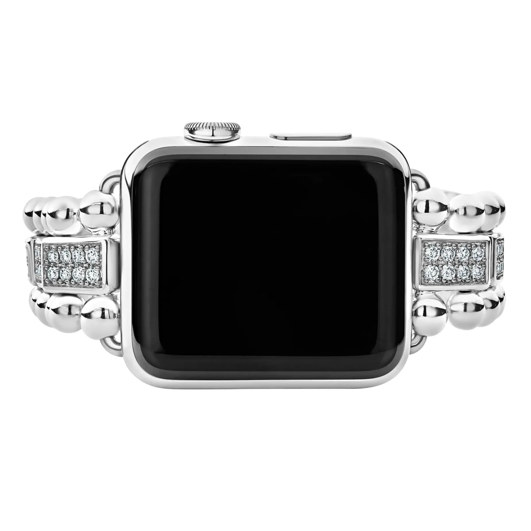 Silver<LAGOS Sterling Silver Half Diamond Watch Bracelet-38-45Mm