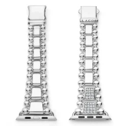 Silver<LAGOS Sterling Silver Half Diamond Watch Bracelet-42-49Mm