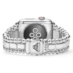 Silver<LAGOS Sterling Silver Half Diamond Watch Bracelet-42-49Mm