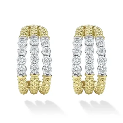 Gold<LAGOS Superfine Diamond Hoop Earrings