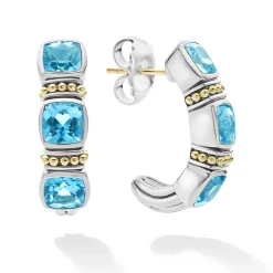 Gemstones<LAGOS Swiss Blue Topaz Hoop Earrings