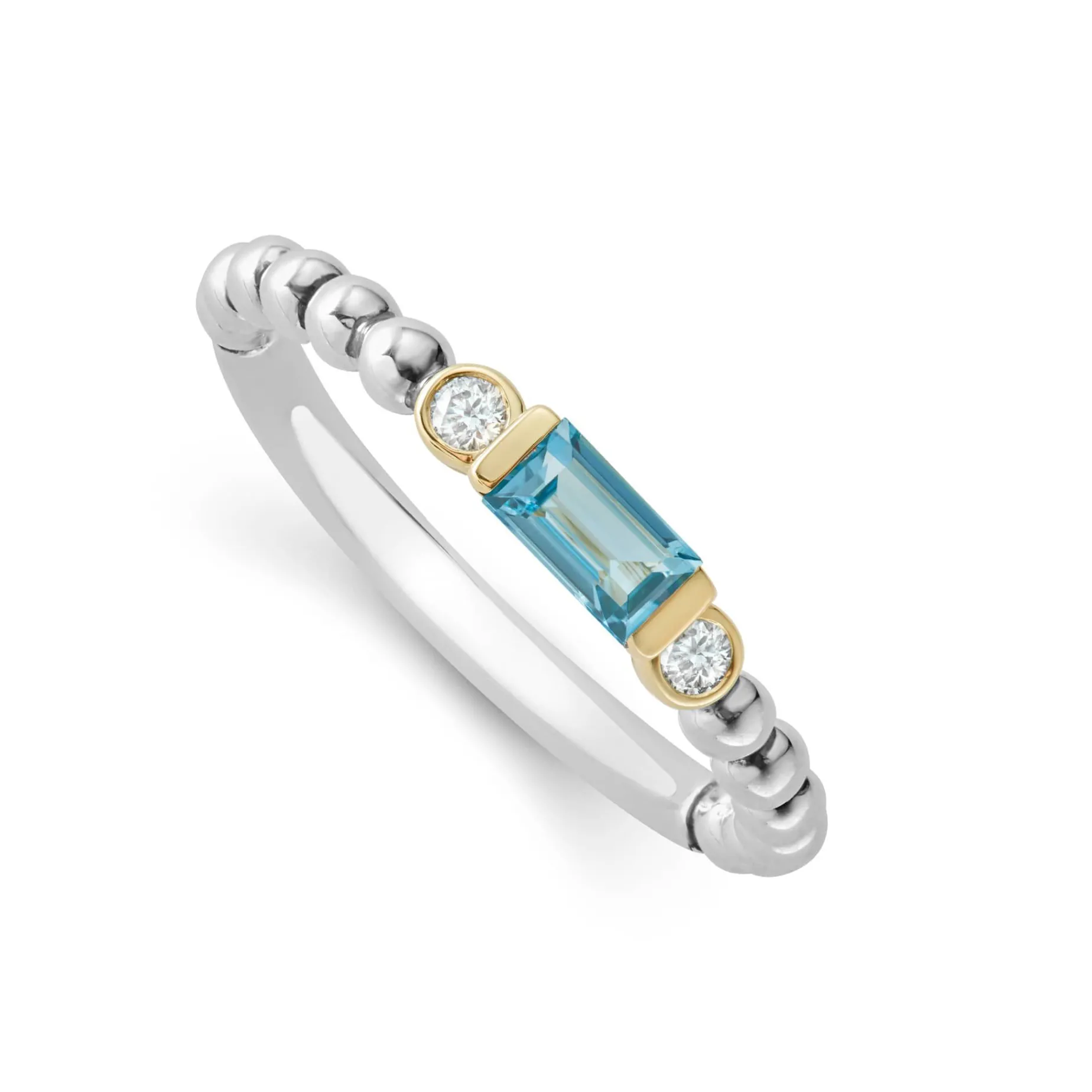 Diamonds<LAGOS Swiss Blue Topaz Stacking Ring With Diamonds