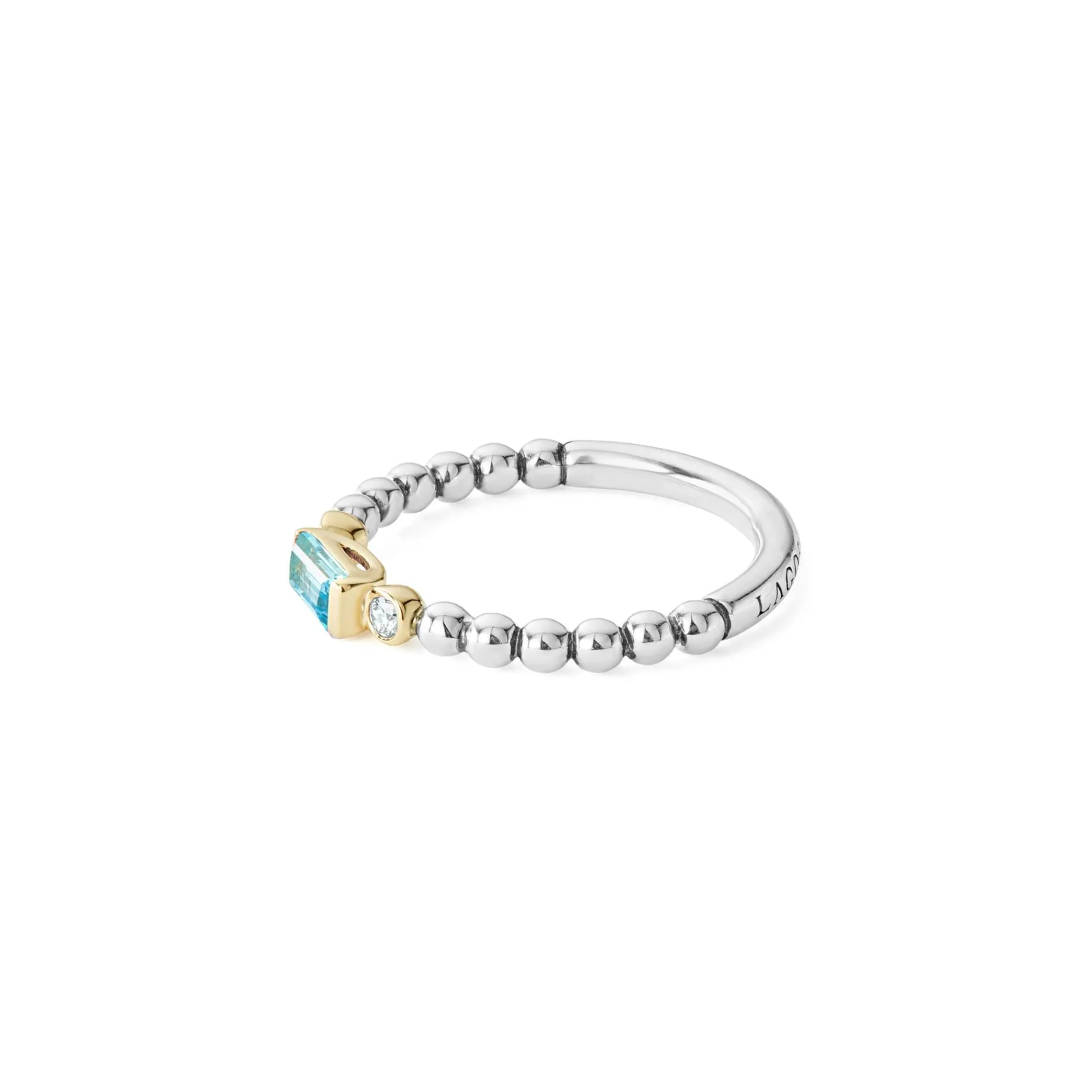 Gemstones<LAGOS Swiss Blue Topaz Stacking Ring With Diamonds