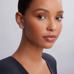 Silver<LAGOS Swiss Blue Topaz Stud Earrings
