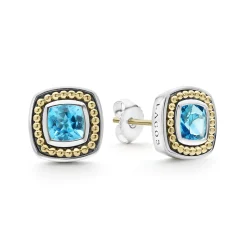 Gemstones<LAGOS Swiss Blue Topaz Stud Earrings