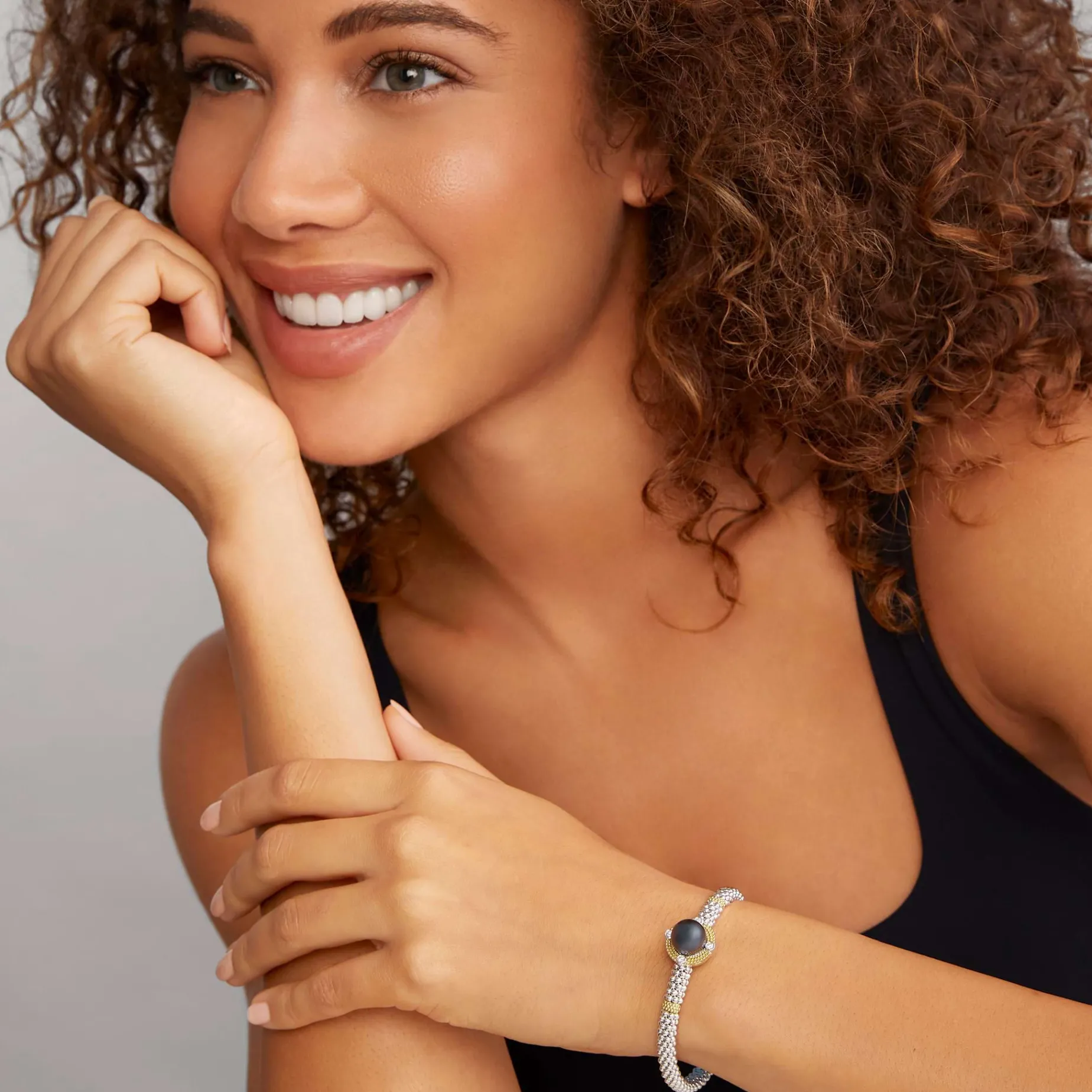 Diamonds<LAGOS Tahitian Black Pearl Diamond Caviar Bracelet | 6Mm