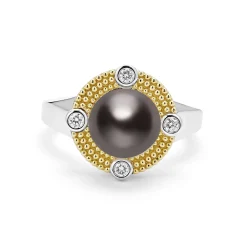 Two-Tone<LAGOS Tahitian Black Pearl Diamond Ring