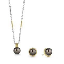 Silver<LAGOS Tahitian Black Pearl Gift Set
