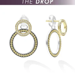Two-Tone<LAGOS The Drop Double Circle Diamond Drop Earrings