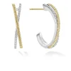 Two-Tone<LAGOS Thin Two-Tone Caviar X Diamond Hoop