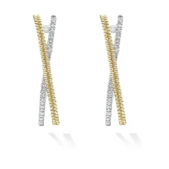 Two-Tone<LAGOS Thin Two-Tone Caviar X Diamond Hoop