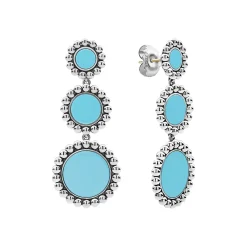Silver<LAGOS Three Ceramic Circle Drop Earrings