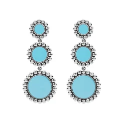 Gemstones<LAGOS Three Ceramic Circle Drop Earrings