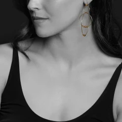 Gold<LAGOS Three Circle Bead Drop Earrings