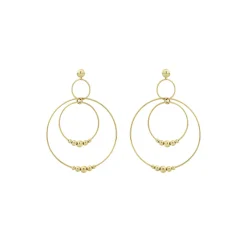 Gold<LAGOS Three Circle Bead Drop Earrings