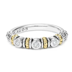 Caviar Rings<LAGOS Three Diamond Stacking Ring
