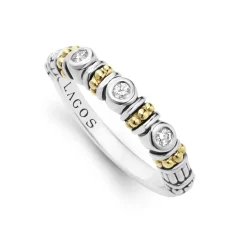 Gemstones<LAGOS Three Diamond Stacking Ring