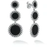 Silver<LAGOS Three Onyx Circle Drop Earrings