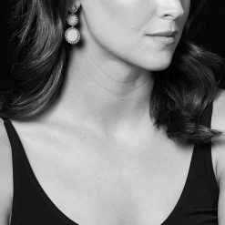 Silver<LAGOS Three Onyx Circle Drop Earrings