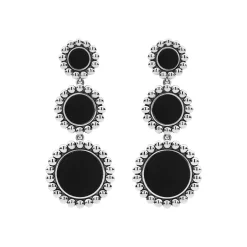 Gemstones<LAGOS Three Onyx Circle Drop Earrings
