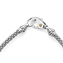 Two-Tone<LAGOS Three Station Caviar Beaded Bracelet