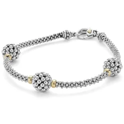 Two-Tone<LAGOS Three Station Caviar Beaded Bracelet