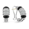 Silver<LAGOS Three Station Ceramic Diamond Hoop Earrings