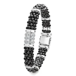Silver<LAGOS Three Station Ceramic Diamond Bracelet | 9Mm