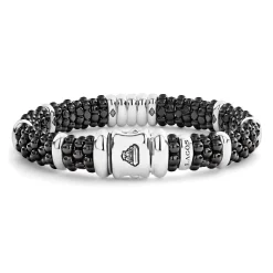 Silver<LAGOS Three Station Ceramic Diamond Bracelet | 9Mm