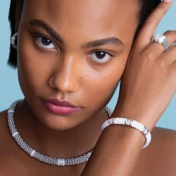 Two-Tone<LAGOS Three Station Ceramic Diamond Bracelet | 9Mm