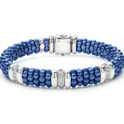 Two-Tone<LAGOS Three Station Ceramic Diamond Bracelet | 9Mm