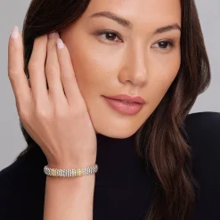 Two-Tone<LAGOS Three Station Diamond Caviar Bracelet | 9Mm