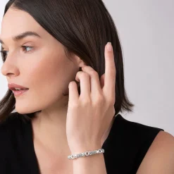 Silver<LAGOS Three Station Diamond Circle Caviar Bracelet | 6Mm