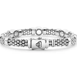 Silver<LAGOS Three Station Diamond Circle Caviar Bracelet | 6Mm