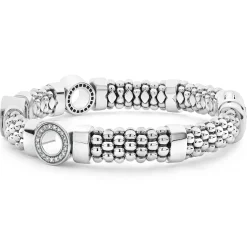 Silver<LAGOS Three Station Diamond Circle Caviar Bracelet | 9Mm