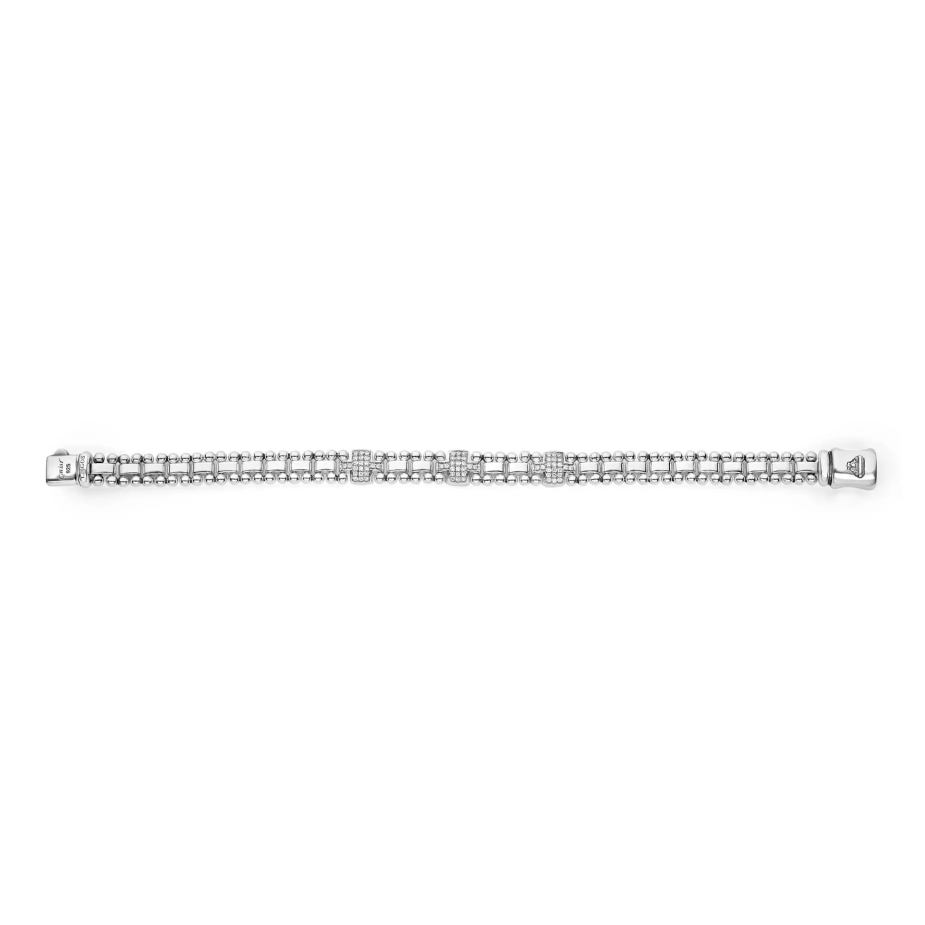 Silver<LAGOS Three Station Diamond Link Bracelet