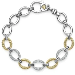 Two-Tone<LAGOS Three Station Diamond Link Bracelet
