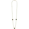 Gold<LAGOS Three Station Round Onyx Necklace