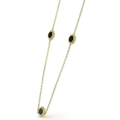 Gemstones<LAGOS Three Station Round Onyx Necklace