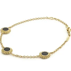 Gemstones<LAGOS Three Station Round Onyx Bracelet