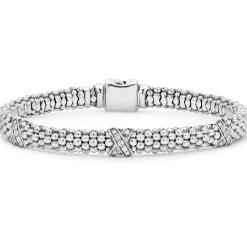 Silver<LAGOS Three Station Silver X Diamond Bracelet | 6Mm