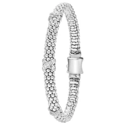 Silver<LAGOS Three Station Silver X Diamond Bracelet | 6Mm