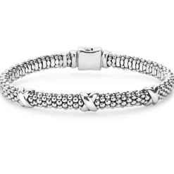 Silver<LAGOS Three Station X Caviar Bracelet | 6Mm