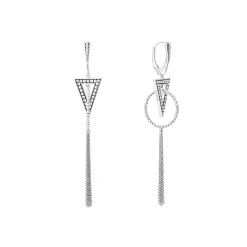 Silver<LAGOS Triangle Circle Drop Earrings
